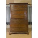 A George III oak chest on chest,