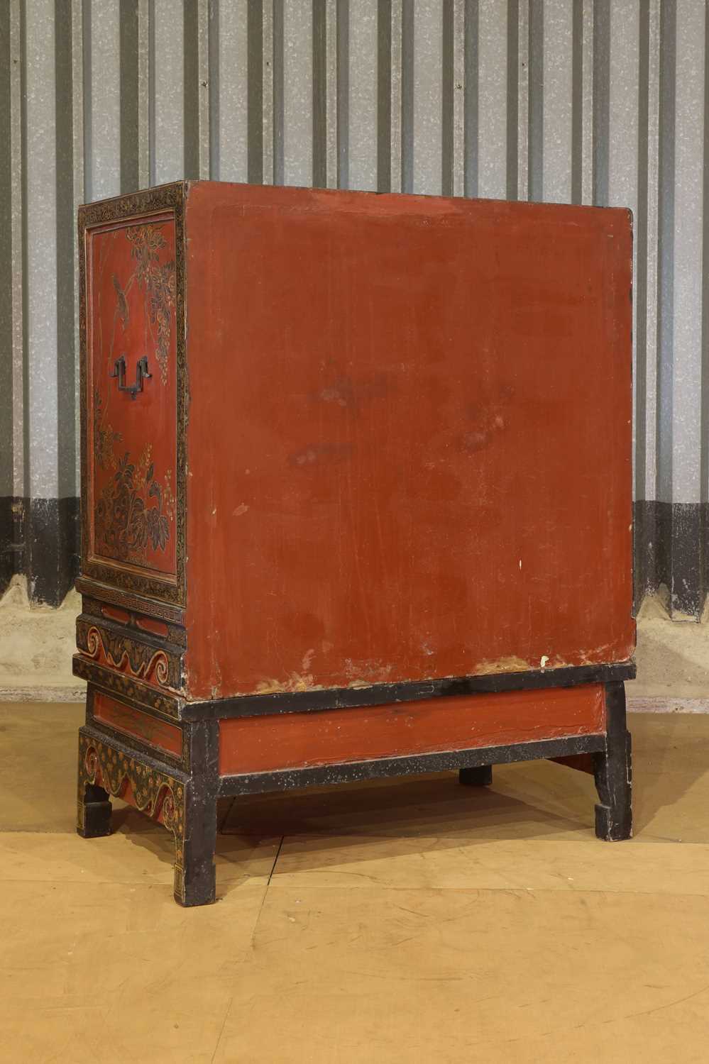 A lacquered, painted and gilt wooden marriage cabinet, - Image 7 of 28