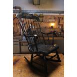 An ebonised 'Boston Rocker' chair,