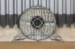 A cast iron window frame mantelpiece mirror,