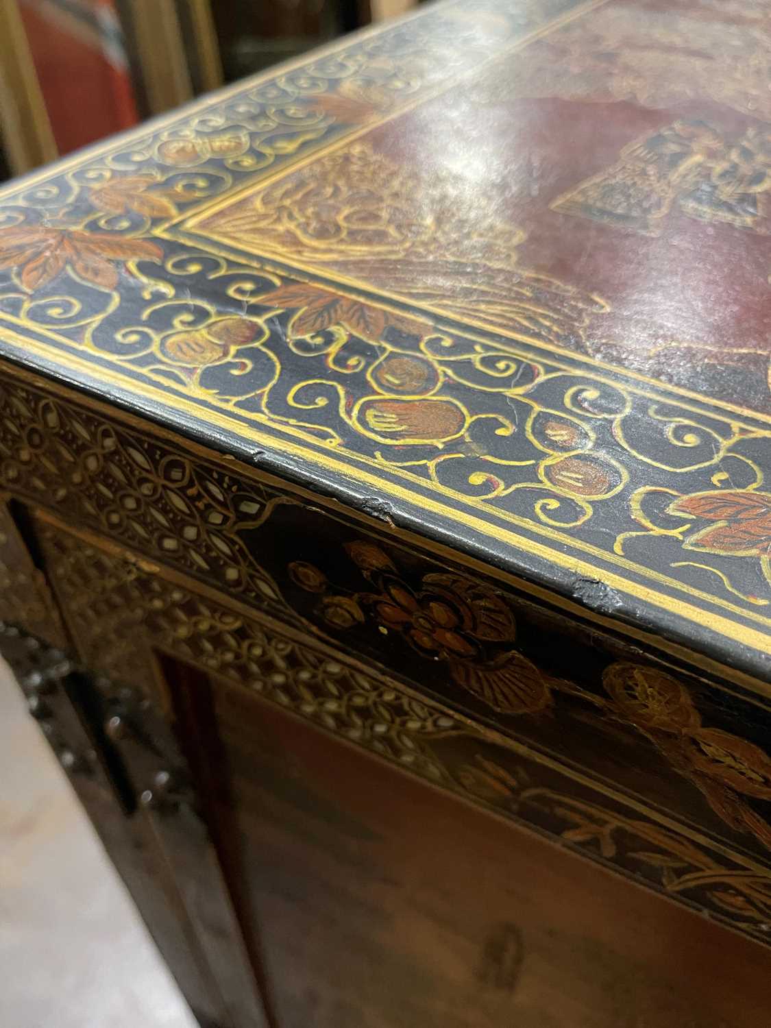 A lacquered, painted and gilt wooden marriage cabinet, - Image 22 of 28