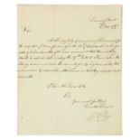William Pitt (prime minister): Autograph letter Signed: