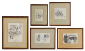 PHIL MAY: Six Original Artworks, 1891-93,