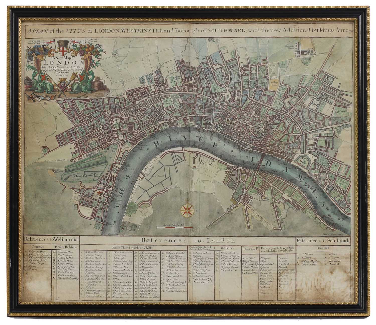 SENEX, John: a New Map of City of London 1720. - Image 2 of 3