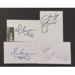 Alice Cooper and band members: four autographs on white card,