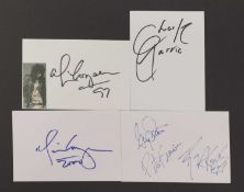 Alice Cooper and band members: four autographs on white card,