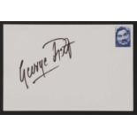 George Best signed autograph on white card,