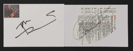 The Who: two autographs on white card,