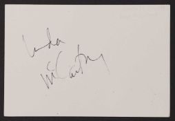 Linda McCartney: autograph on white card,