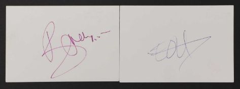 U2: Two autographs on white card,