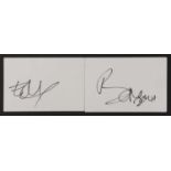 U2: two autographs on white card,