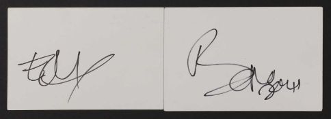 U2: two autographs on white card,