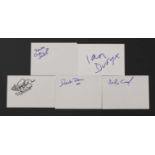 Ian Dury and the Blockheads: five autographs on white card,