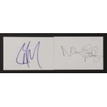 Oasis: two autographs on white card,