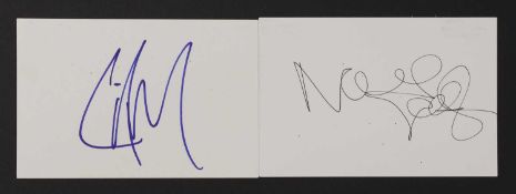 Oasis: two autographs on white card,