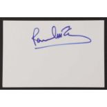 Paul McCartney: autograph on white card,