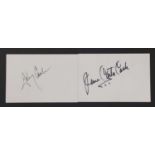 Johnny Cash and June Carter Cash: autographs on white card,