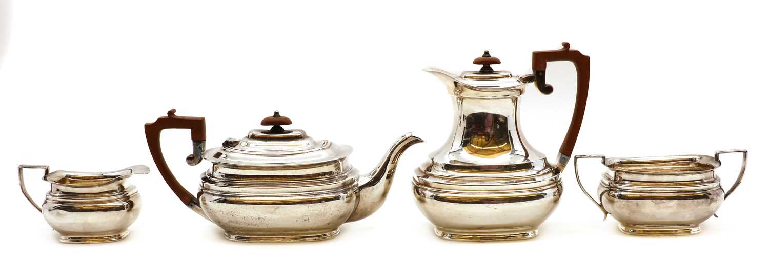 A silver-plated four-piece tea service,
