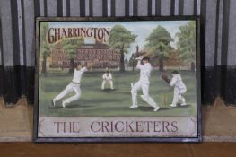 A painted wooden Charrington pub sign,