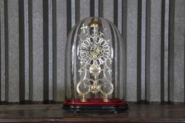 A brass skeleton clock,