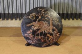 A chinoiserie black and gilt-japanned centre table,