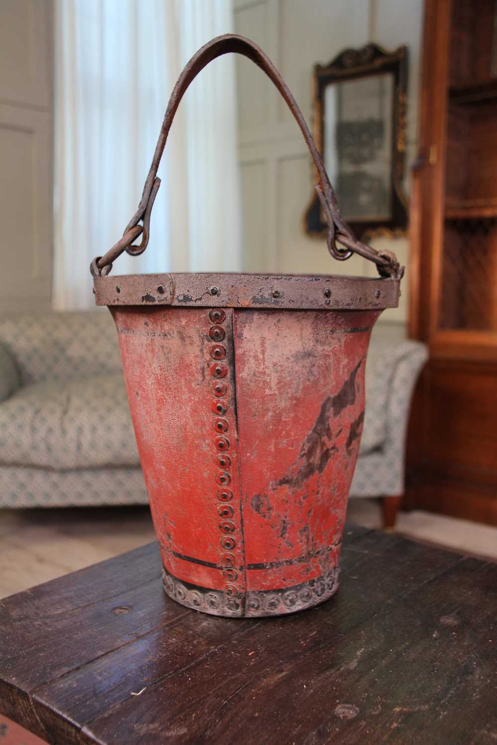 A painted leather fire bucket by Merryweather & Sons, London, - Image 5 of 6
