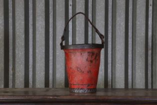 A painted leather fire bucket by Merryweather & Sons, London,