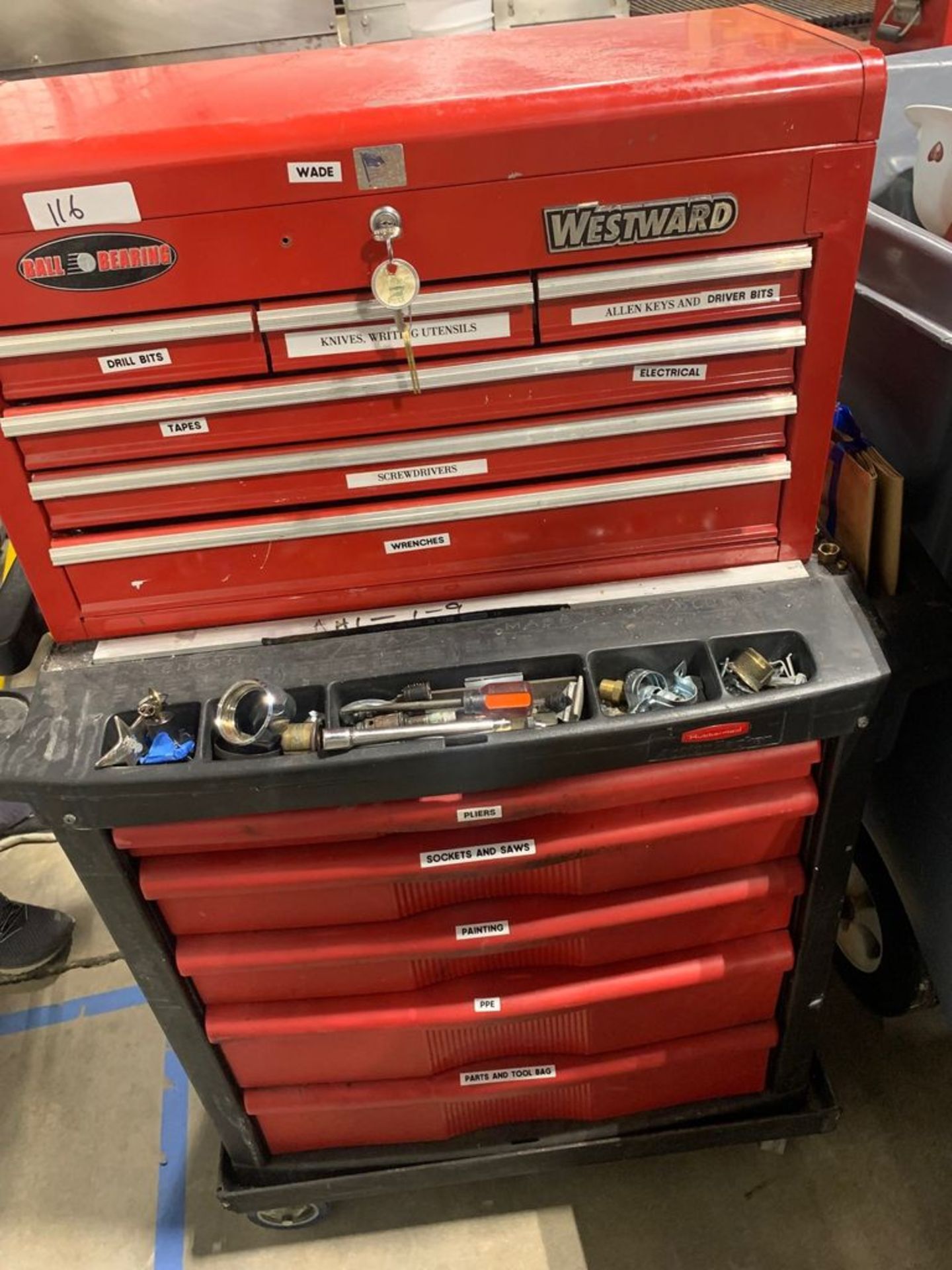 WESTWARD TOOL CHEST ON ROLLING CART, CONTENTS INCLUDED - Image 3 of 11