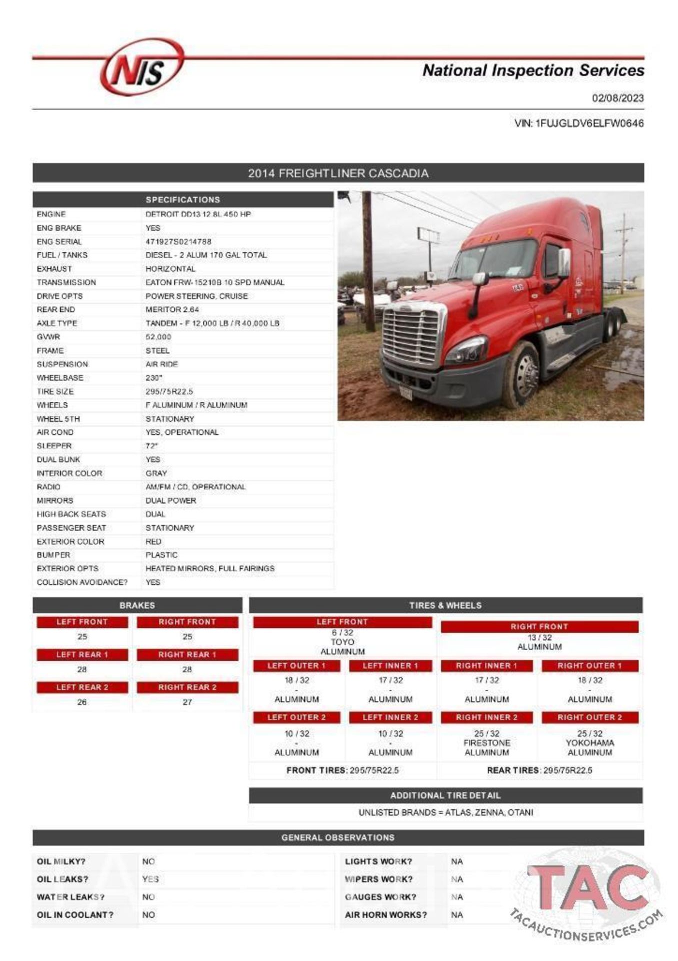 2014 Freightliner Cascadia Sleeper Truck - Image 38 of 120