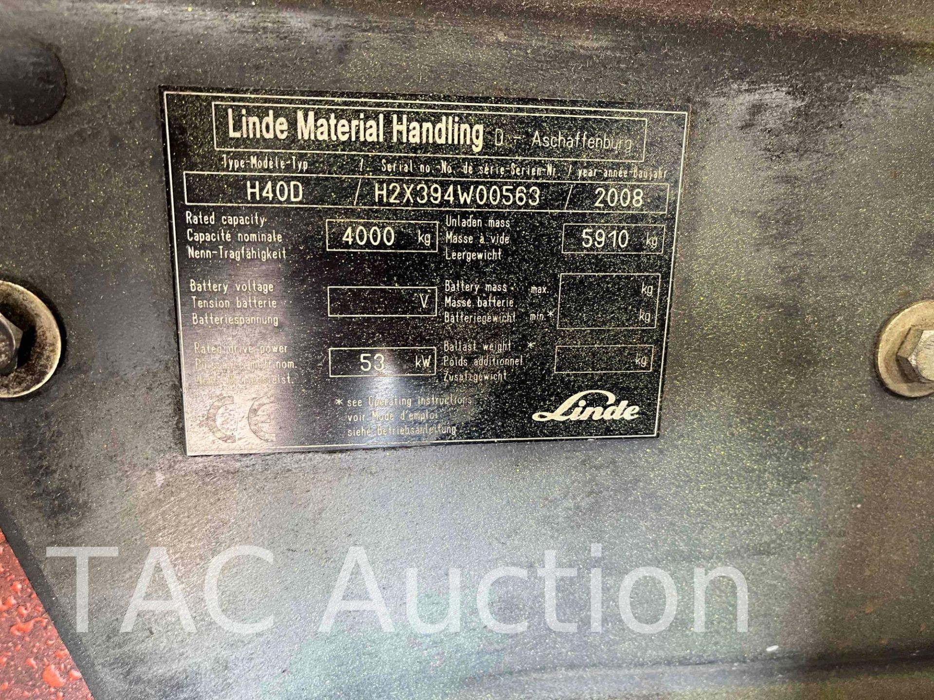 2008 Linde H40D Forklift - Image 12 of 13