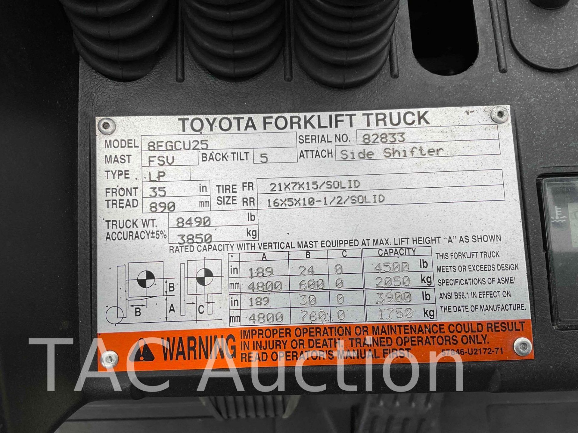 Toyota 8FGCU25 Forklift - Image 25 of 25