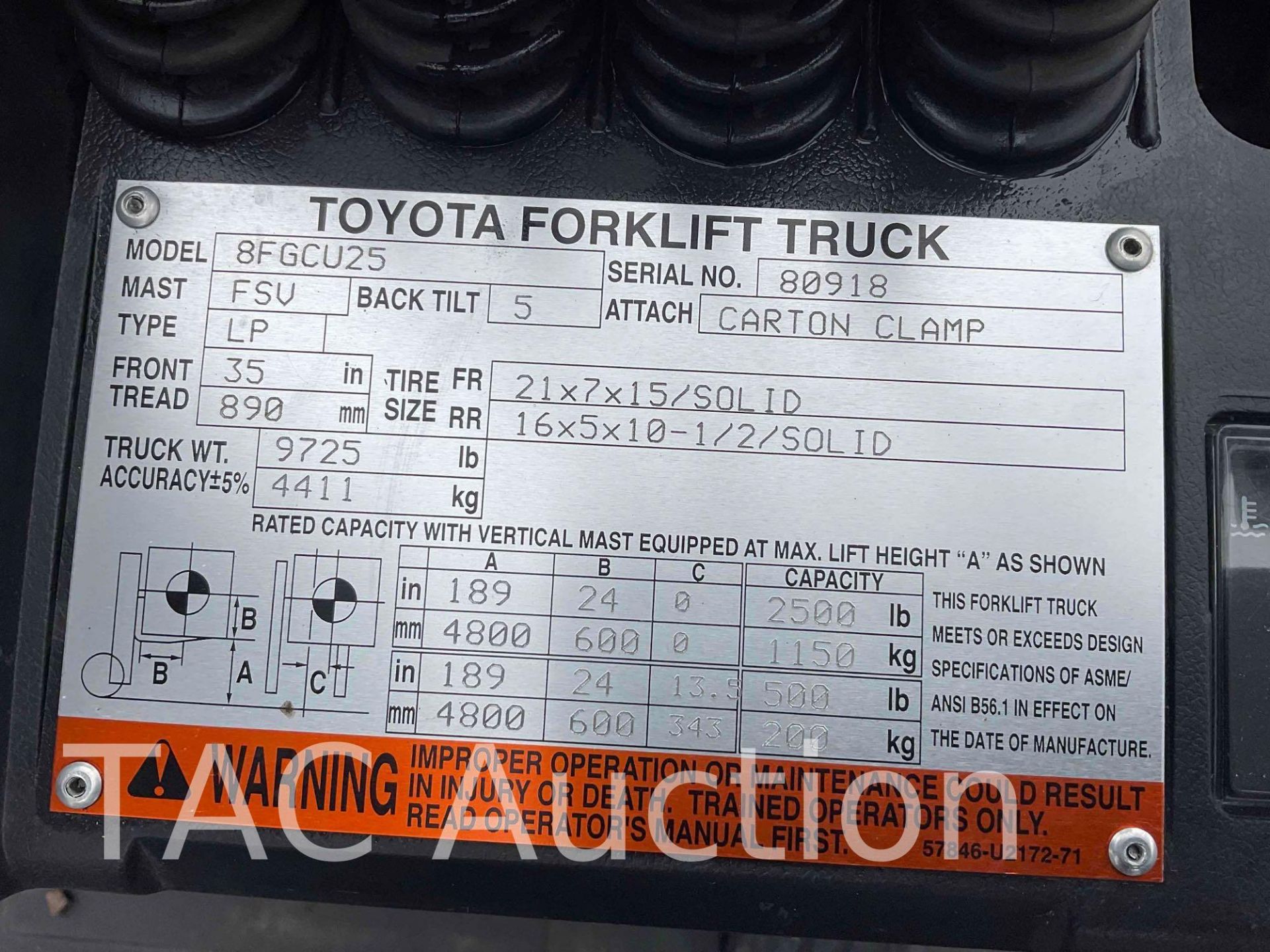 Toyota 8FGCU25 Forklift - Image 25 of 25
