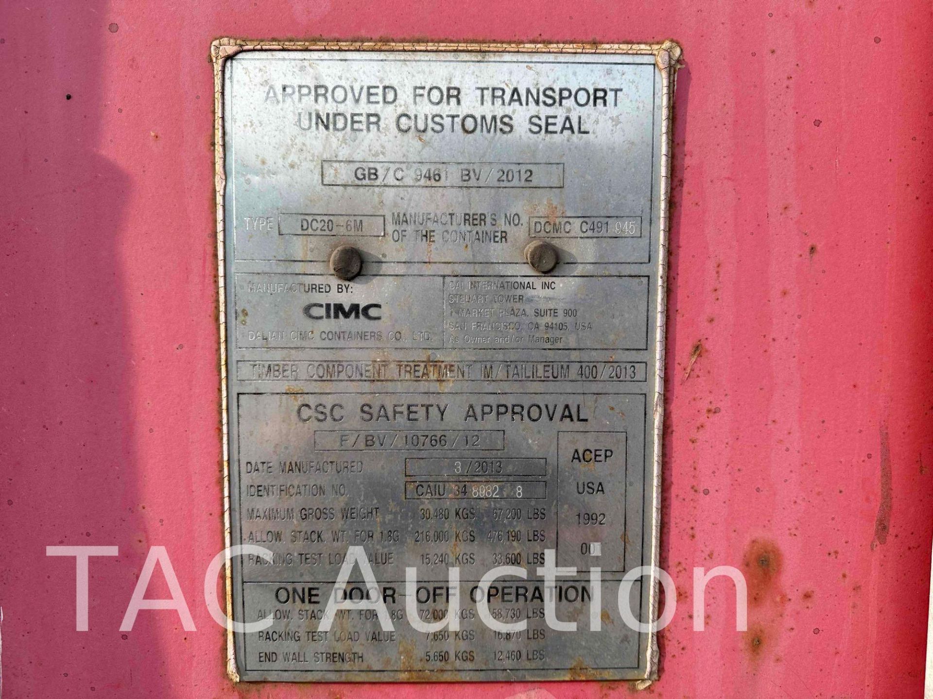 20ft CMIC Shipping Container DC20-6M - Image 9 of 9