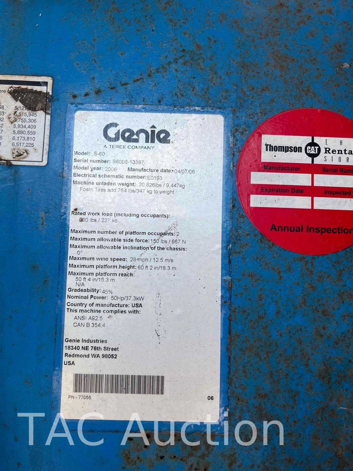 2006 Genie S-60 Telescopic Boom Lift - Image 43 of 43