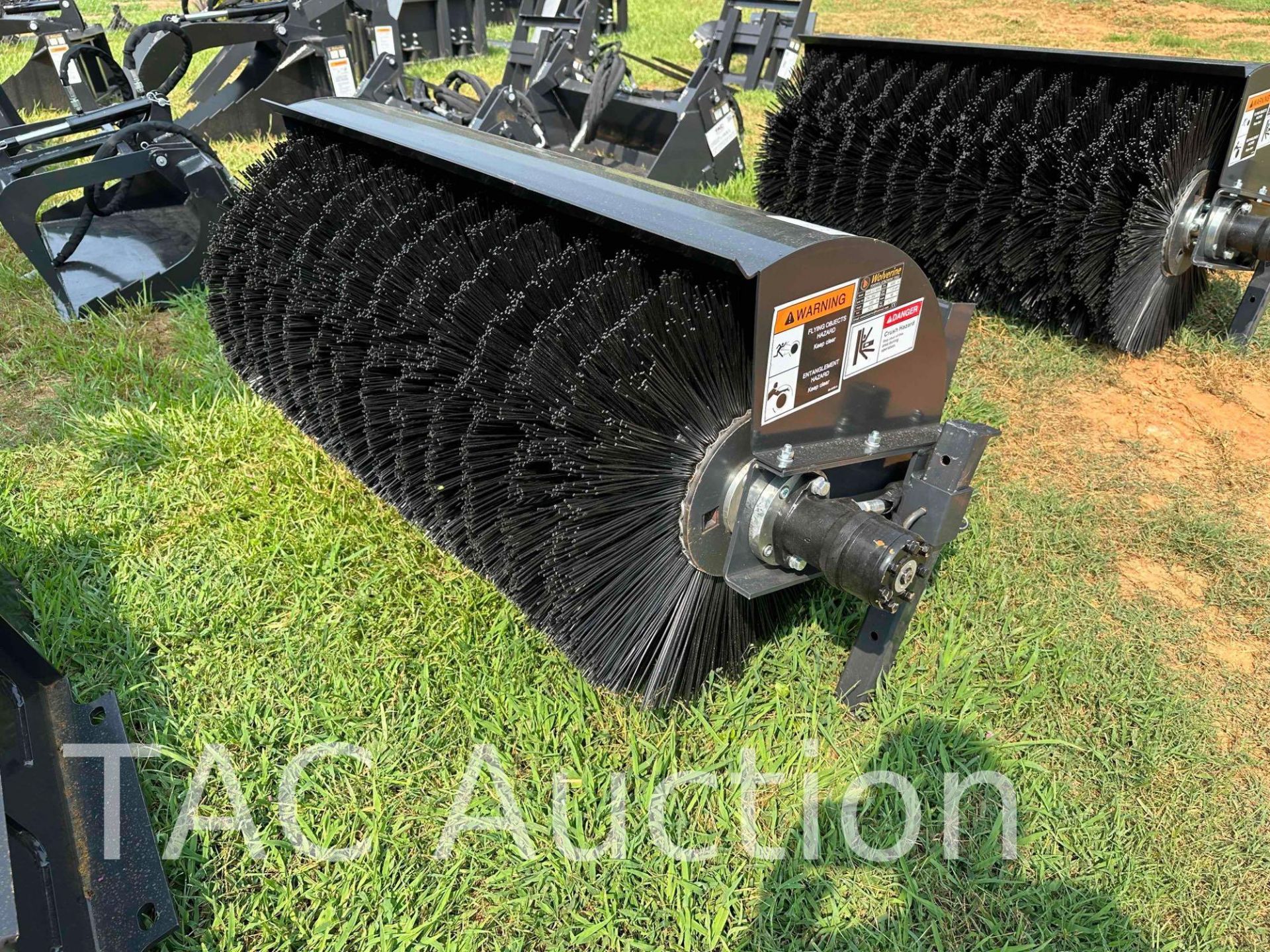 New 2023 Wolverine 48in Mini Skid Steer Hydraulic Angle Broom Attachment - Image 2 of 5