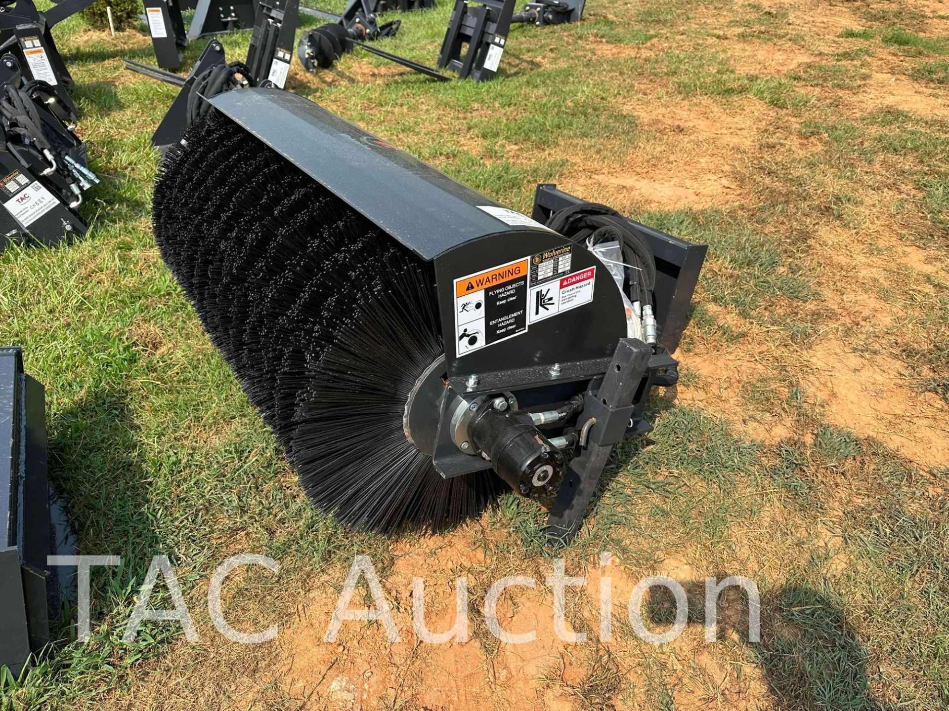 New 2023 Wolverine 48in Mini Skid Steer Hydraulic Angle Broom Attachment - Image 2 of 5