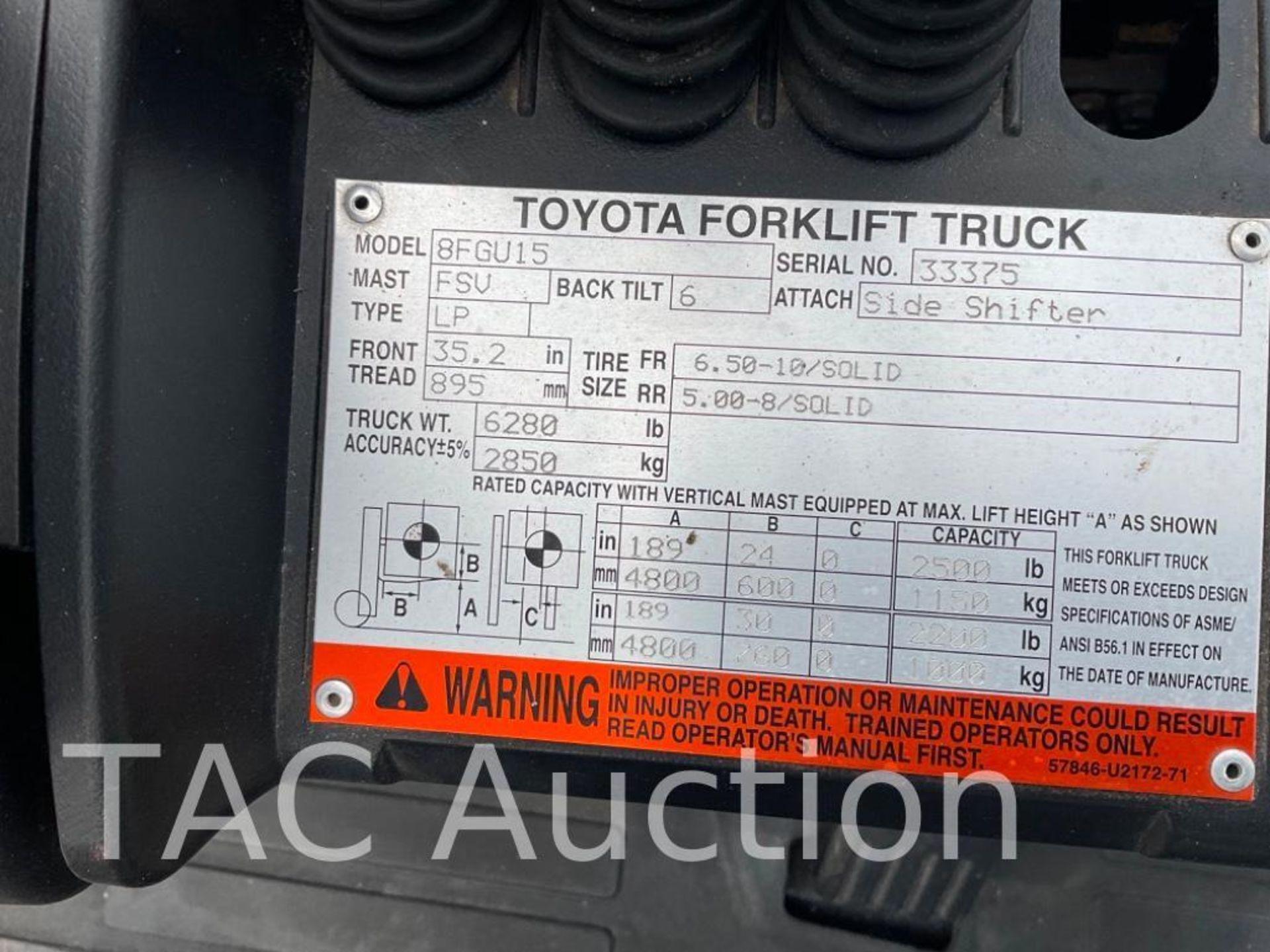 Toyota 8FGU15 3000lb Forklift - Image 20 of 20
