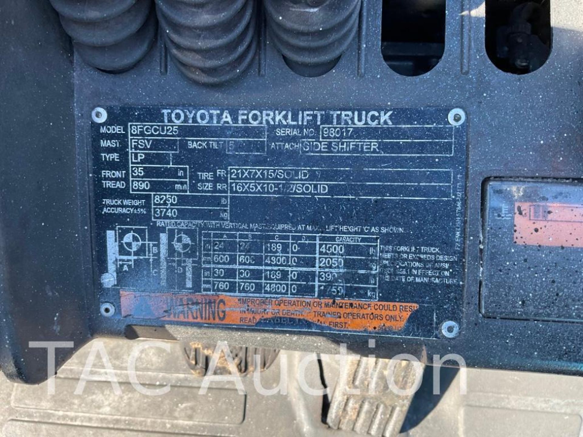 Toyota 8FGCU25 5,000lb Forklift - Image 24 of 24