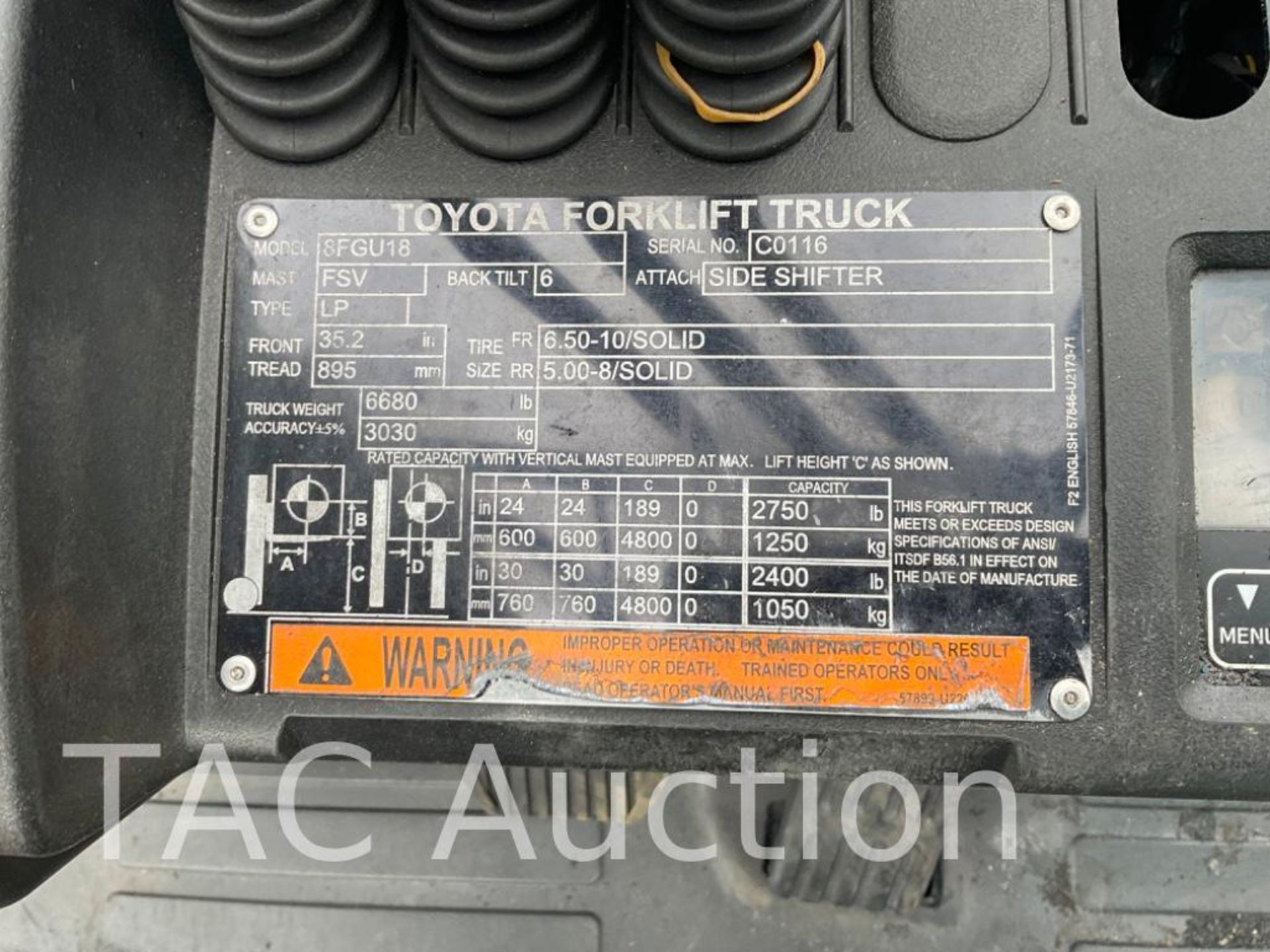 2021 Toyota 8FGU18 3,5000lb Forklift - Image 19 of 19