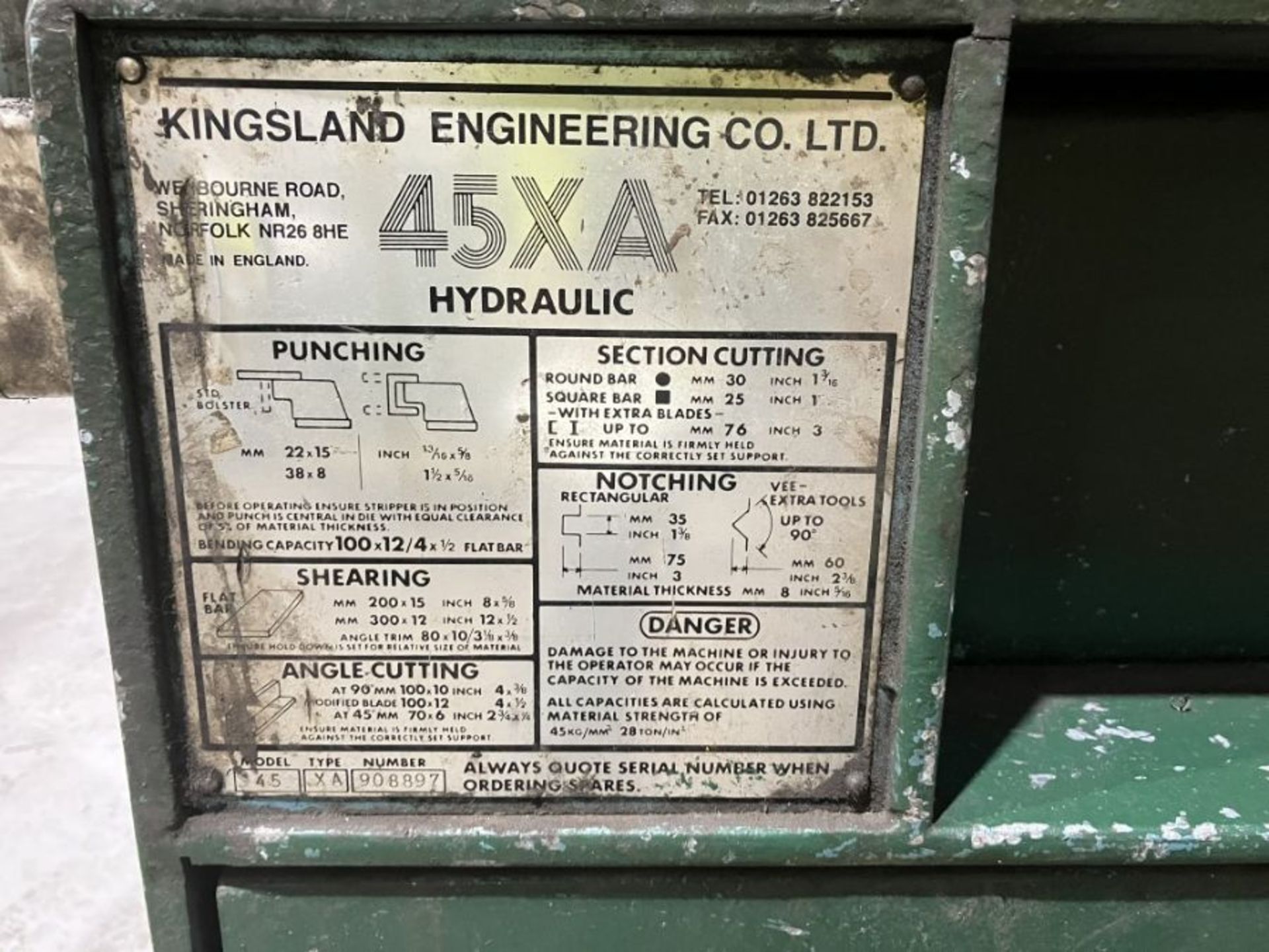 Kingsland 45XA hydraulic metal worker - Image 5 of 5