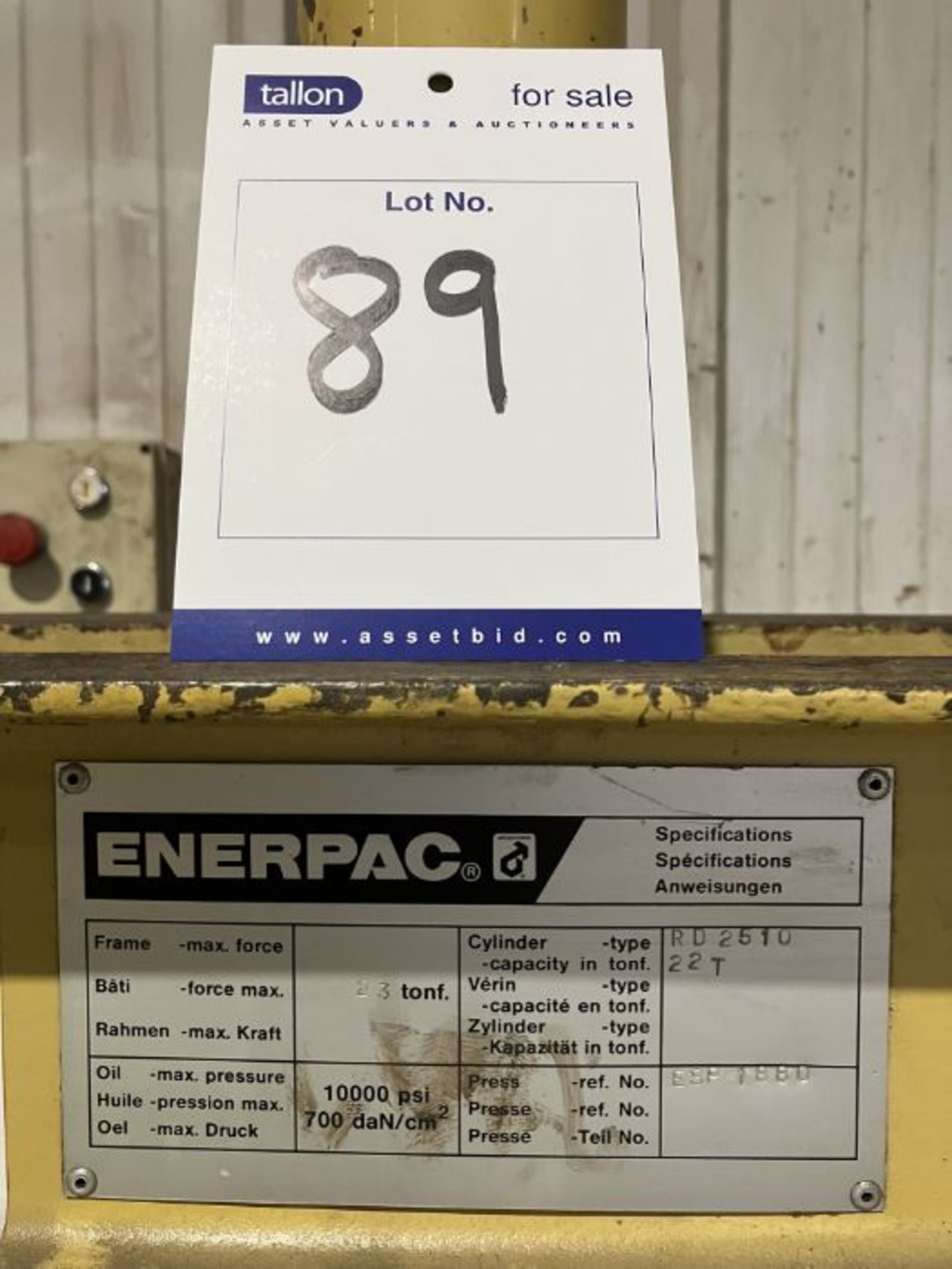 Ennerpac type RD 2510 (22 tonne capacity) garage press - Image 2 of 4