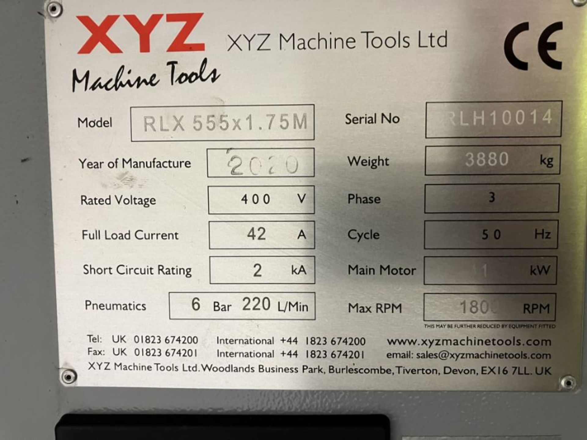 XYZ model RLX 555 x 1.75m CNC lathe (2020) - Image 11 of 12