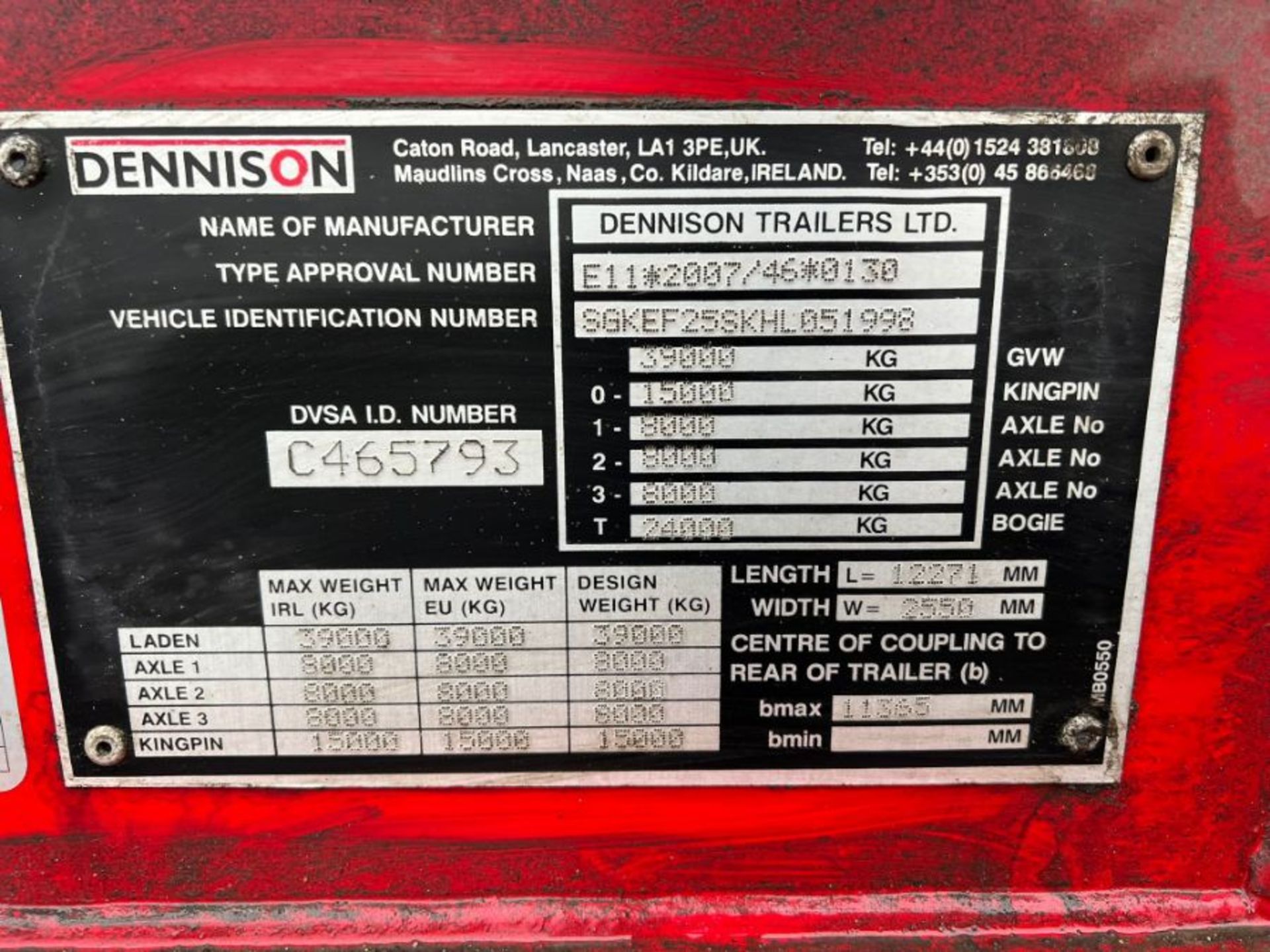 Dennison Tri-Axle Sliding Skeletal Trailer (2017) (C465793) - Image 2 of 8