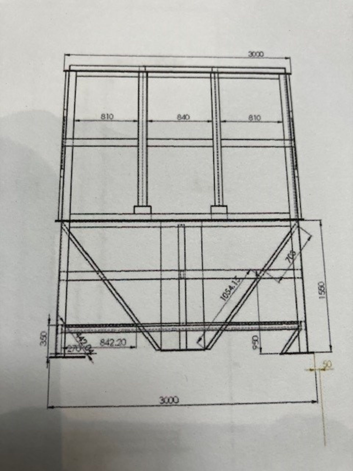 Taper bottom stilt mounted 20 cubic metre steel hopper tank / silo - Image 12 of 13