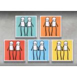 Stik (British 1979-), 'Holding Hands (Red, Orange, Yellow, Blue & Teal)', 2020