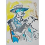 Billy Childish (British 1959-), 'Self Portrait (Man With Cigar)', 2012
