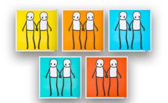 Stik (British 1979-), 'Holding Hands (Red, Orange, Yellow, Blue & Teal)', 2020