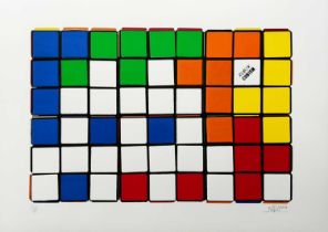 Invader (French 1969-), 'SIx Cubes (Orange/Yellow)', 2010