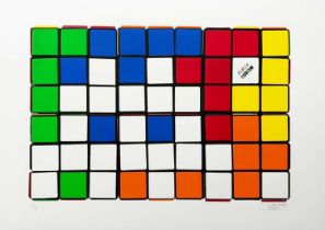 Invader (French 1969-), 'SIx Cubes (Red/Yellow)', 2010,