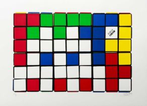 Invader (French 1969-), 'SIx Cubes (Blue/Yellow)', 2010